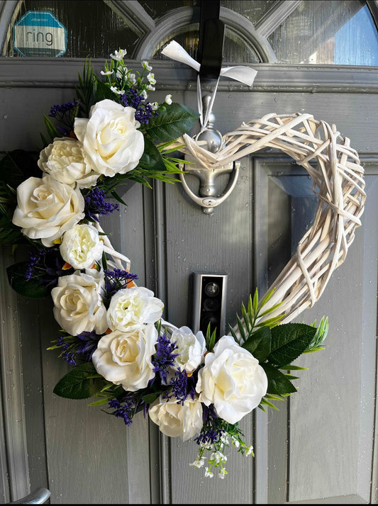 White & Lavender Side Door Wreath