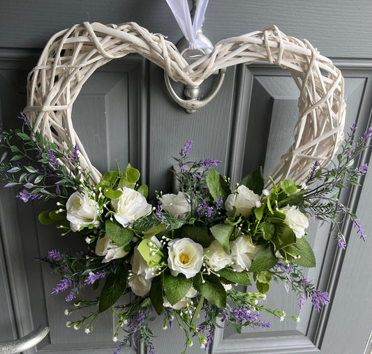 White Rose & Lavender Door Wreath